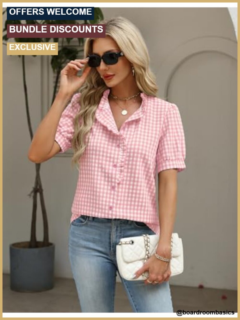 Puff Short Sleeve Button Down Blouse Ruffle Collar Dressy Casual Work Top - Picture 3 of 6